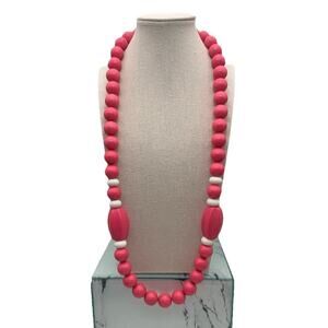 Pink Beaded Large Statement Necklace‎ Barbie Pink Fun Summertime Well Made